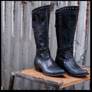 Studded Black Heeled Boots